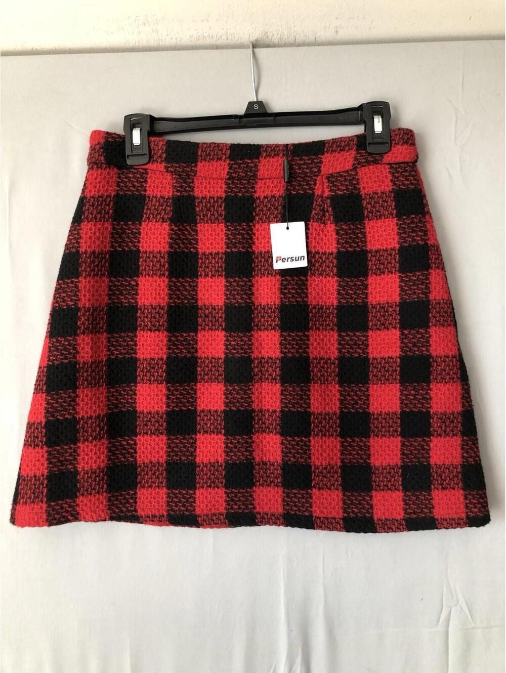 Persun NWT Red/Black Buffalo Plaid Sweater Skirt Winterwear with Boots sz 8